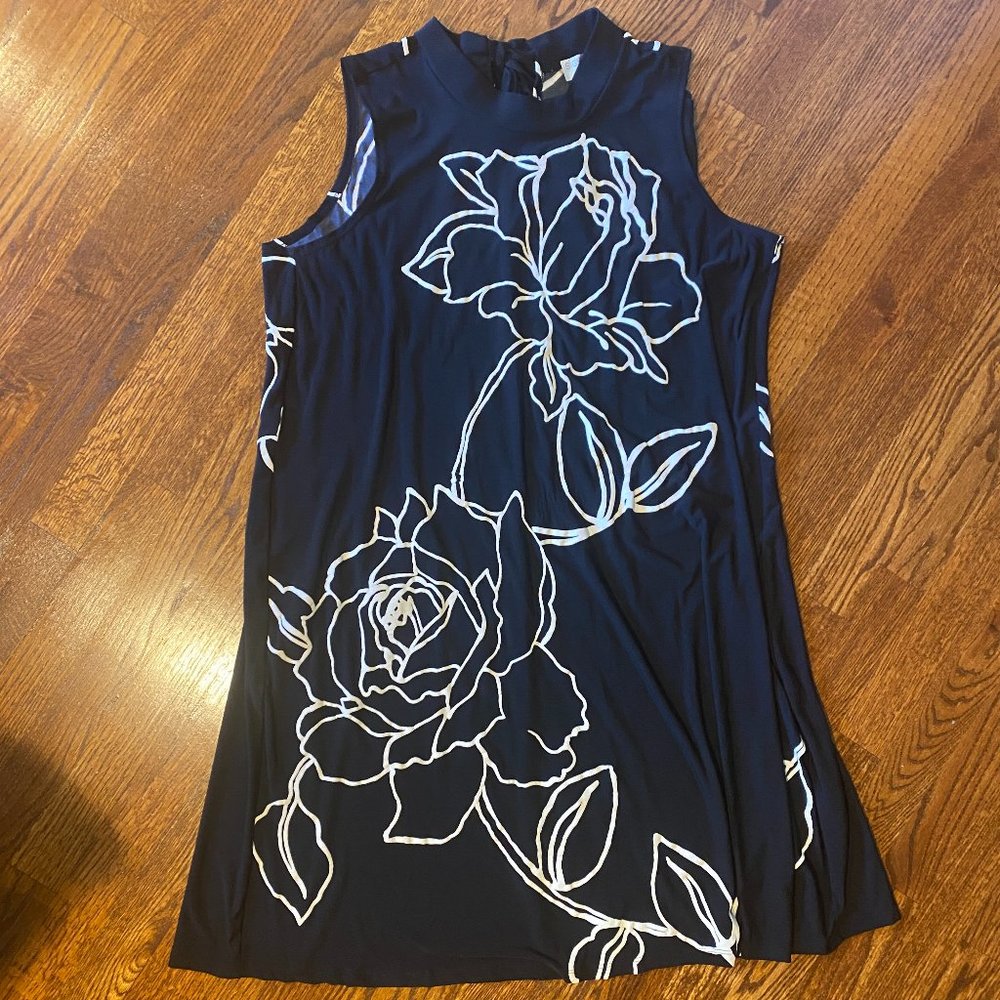 LAST CHANCE: Signature by Robbie B Black Floral Back Tie Dress - Size XL